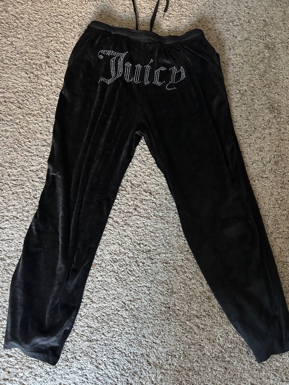 Juicy Couture Black Velour Wide-Leg Lounge Pants